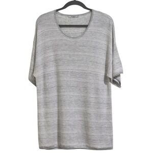 MM.LaFleur Grey Knit Scoop Neck Oversized Top Women's XL Short Sleeve Read